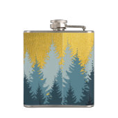 Waldbäume Goldene Landschaft Baby Monogram Flachmann (Rückseite)