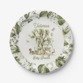 Waldbäume Kleintiere Babydusche Pappteller (Vorderseite)