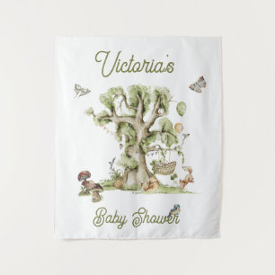 Waldbäume Kleintiere Babydusche Wandteppich