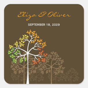 Waldbäume Rustikale Hochzeit im Herbst Sticker