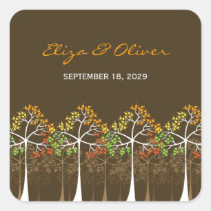 Waldbäume Rustikale Hochzeit im Herbst Sticker
