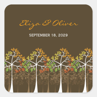 Waldbäume Rustikale Hochzeit im Herbst Sticker