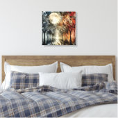 Waldbäume unter Vollmond Leinwanddruck (Insitu (Schlafzimmer))