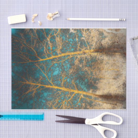 Waldbaumen Aquamarine Sky Winter Wald Negative Seidenpapier (Handwerk)