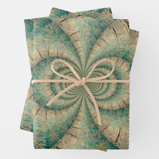 Waldbaumen Grünbrauner Winterwald Geschenkpapier Set (Beispiel)