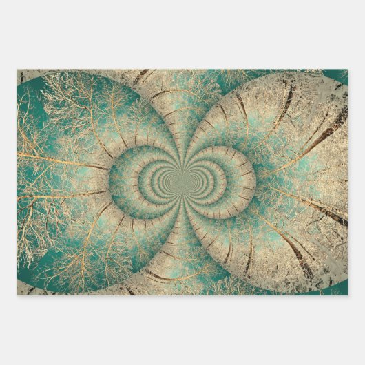 Waldbaumen Grünbrauner Winterwald Geschenkpapier Set (Vorderseite)