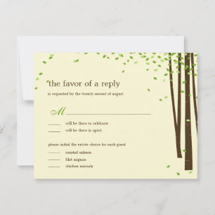 Waldbaumen Hochzeitseinladungen - Grün RSVP Karte