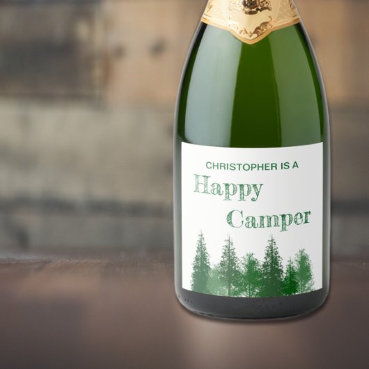 Waldbaumen zum Geburtstag Schaumweinetikett