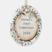 Waldbaumrute mit Blume | Baby's First Keramik Ornament (Rechts)