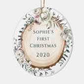 Waldbaumrute mit Blume | Baby's First Keramik Ornament (Links)