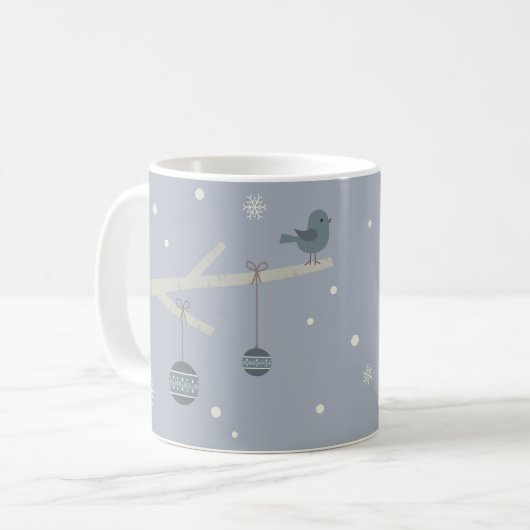 Waldbaumspatvögel im Winter Cartoon Kaffeetasse (Vorderseite Links)