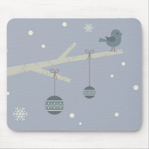 Waldbaumspatvögel im Winter Cartoon Mousepad