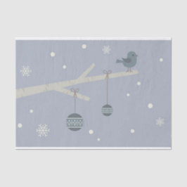 Waldbaumspatvögel im Winter Cartoon Seidenpapier