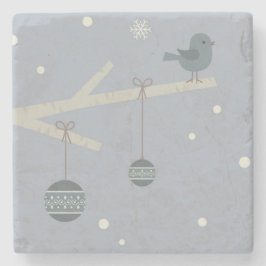 Waldbaumspatvögel im Winter Cartoon Steinuntersetzer