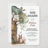 Waldbaumtiere Geschlechtsneutrale Babydusche Einladung (Vorderseite)