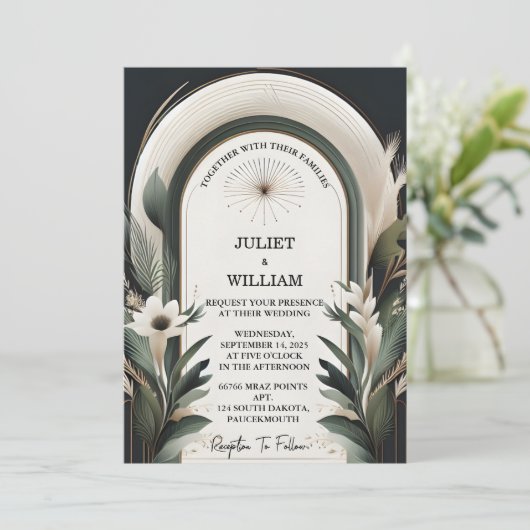 Waldbaumwald Rustikale Barnfarm Hochzeit Einladung (Stehend Vorderseite)