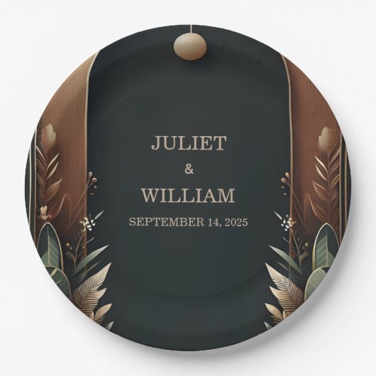 Waldbaumwald Rustikale Barnfarm Hochzeit Pappteller (Vorderseite)