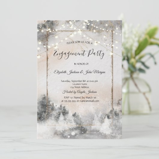 Waldbaumwald-Verlobung Einladung (Stehend Vorderseite)