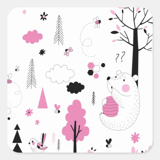 Waldbeerbiene Quadratischer Aufkleber (Vorderseite)