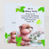 Waldbeere Einladung zum Geburtstag (Vorne/Hinten)