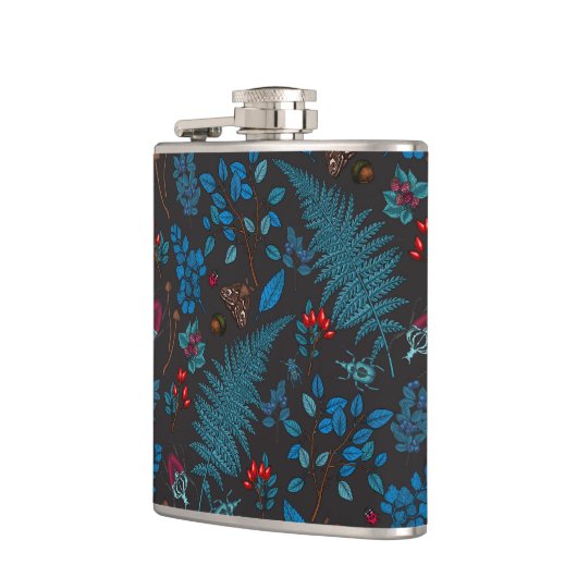 Waldbeeren, Blätter und Bugs 1 Flachmann (Links)