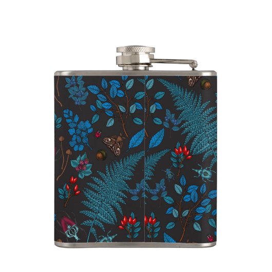 Waldbeeren, Blätter und Bugs 1 Flachmann (Rückseite)