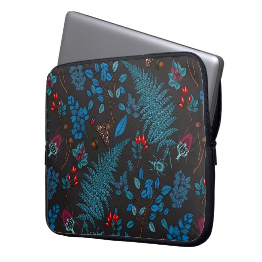 Waldbeeren, Blätter und Bugs 1 Laptopschutzhülle (Vorderseite Links)