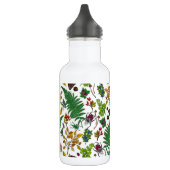 Waldbeeren, Blätter und Waldkäfer auf Weiß Edelstahlflasche (Links)