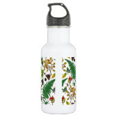 Waldbeeren, Blätter und Waldkäfer auf Weiß Edelstahlflasche (Rückseite)