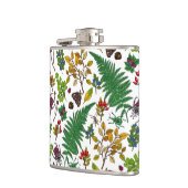 Waldbeeren, Blätter und Waldkäfer auf Weiß Flachmann (Links)