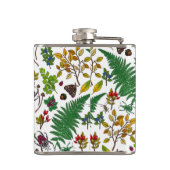 Waldbeeren, Blätter und Waldkäfer auf Weiß Flachmann (Rückseite)