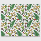 Waldbeeren, Blätter und Waldkäfer auf Weiß Geschenkpapier (Flach)