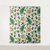 Waldbeeren, Blätter und Waldkäfer auf Weiß Wandteppich (Vorderseite)