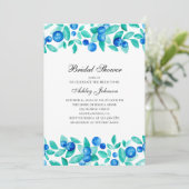 Waldbeeren. Brautparty in Blau und Minze Einladung (Stehend Vorderseite)