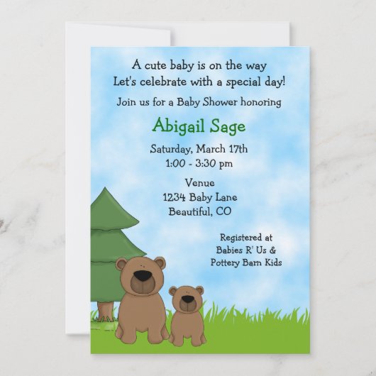 Waldbeeren Einladung zur neutralen Babydusche (Vorderseite)