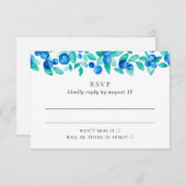 Waldbeeren. Hochzeit von Blaubeeren und MinzBeeren RSVP Karte (Vorne/Hinten)