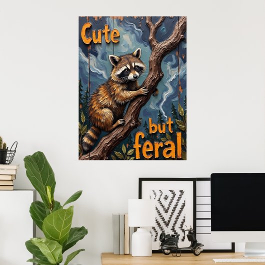 Waldbeobachter: Raccoon an der Limone Poster (Heimbüro)