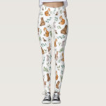 Waldbewaldung Tiere Grünmuster Leggings<br><div class="desc">Dieses bezaubernde Design gehört zu unserer Kollektion FOREST FABLE. Es zeigt unsere originale Aquarellbilder mit skurrilen Waldtieren und eleganten Blätter im Aquarell.</div>