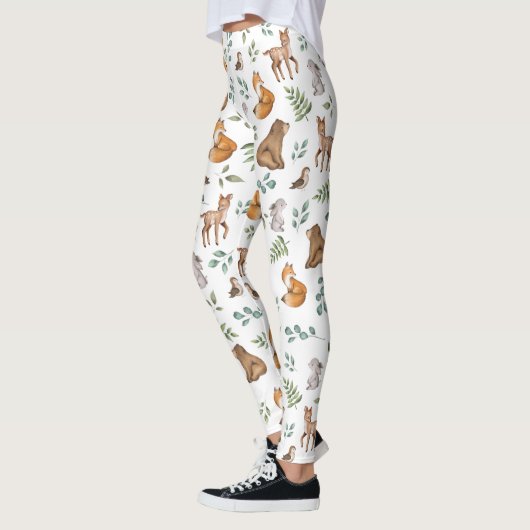 Waldbewaldung Tiere Grünmuster Leggings (Links)