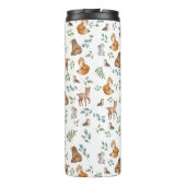 Waldbewaldung Tiere Grünmuster Thermosbecher (Rückseite)