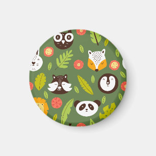 Waldbewohner: skandinavisches Kindermuster. Magnet