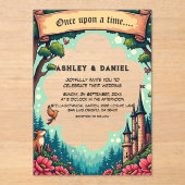 Waldbezauberndes Schloss auf der Messe Hochzeit Acryleinladungen (Vorderseite)