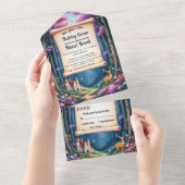 Waldbezauberndes Schloss auf der Messe Hochzeit All In One Einladung (Abreißtisch)