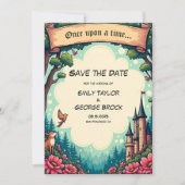 Waldbezauberndes Schloss auf der Messe Hochzeit Save The Date (Vorderseite)