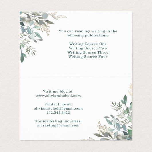 Waldblätterung Visitenkarten (Innenseite Aufgefaltet)