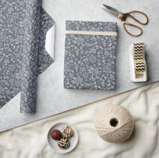 Waldblaue Botanik Geschenkpapier