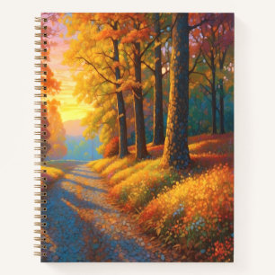 Waldblumen und herbstliche bunte Kunst Notizblock
