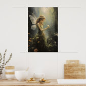 Waldblumenfee, salbeigrüner Cottagecore-Druck Poster (Küche)