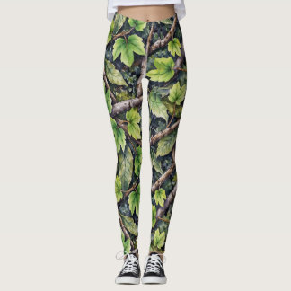 Waldboden Nahtloses Muster Camouflage Style Leggings