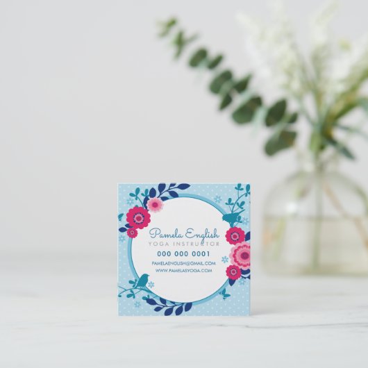 WALDBOTANISCHE Blumenfarben Winter Farben Quadratische Visitenkarte (Stehend Vorderseite)